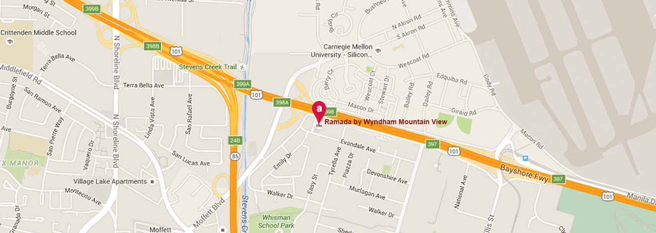 Mountain View, California Hotel Location Map